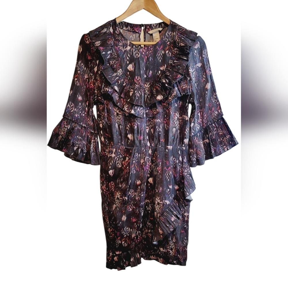 H&M Floral Ruffle 3/4 Length Long Sleeve Dress NWT
